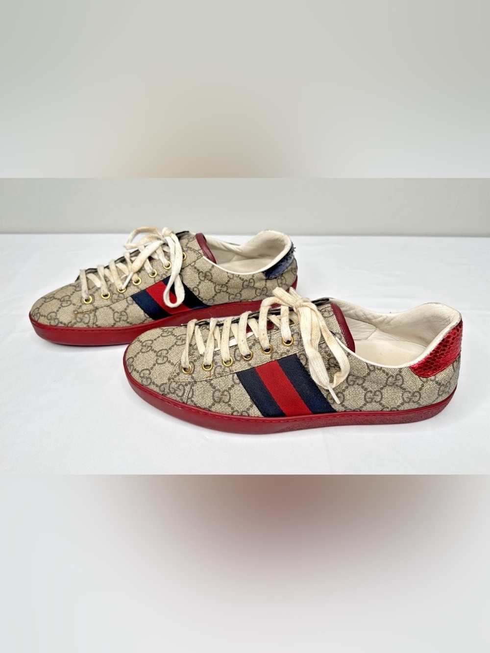 Gucci Ace Supreme GG Monogram Canvas Shoes Trainers Sneakers Men's Size 9.5
